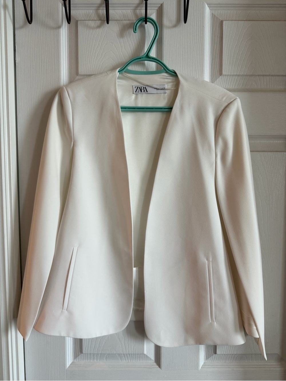 Zara Ecru White Open-Front Cape Blazer Jacket - Medium
